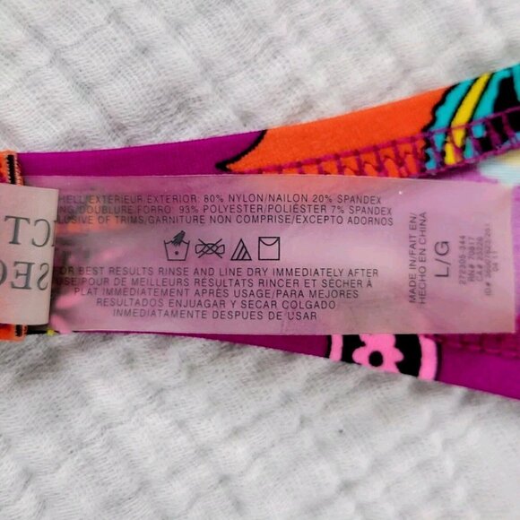 Victorias Secret Bandeau Bikini Top Size L Beaded Sequins Tie Neck Back Hook New - Picture 6 of 10